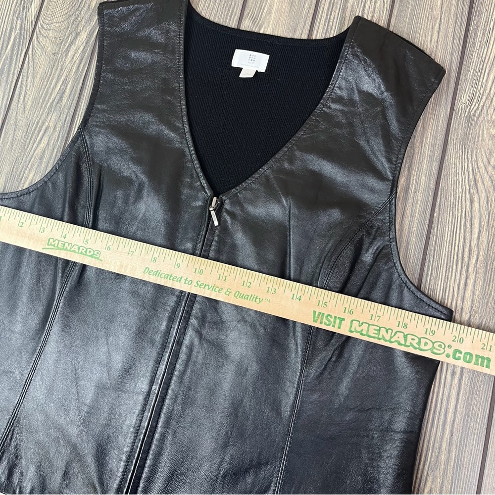 Black Leather Zip-Up Vest Lambskin Leather Women's XL - Picture 5 of 9